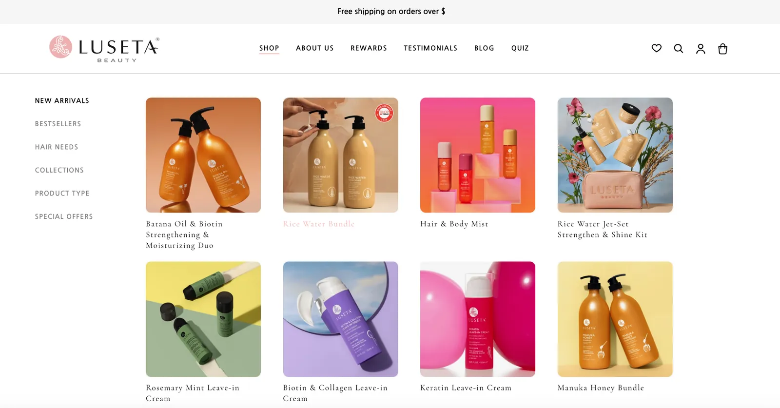 Luseta Beauty shop page